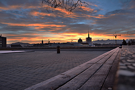 Grosse Schanze/Sonnenaufgang im Winter/Stadt Bern
