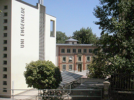 Engehaldeareal/Schriftzug an Gebäude mit Blick auf Areal