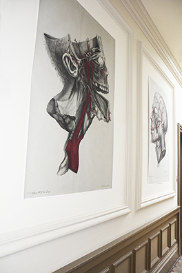 Bühlplatzareal/Lernzentrum IML/Korridor/Gemälde Kopf/Seitenansicht mit Arterien